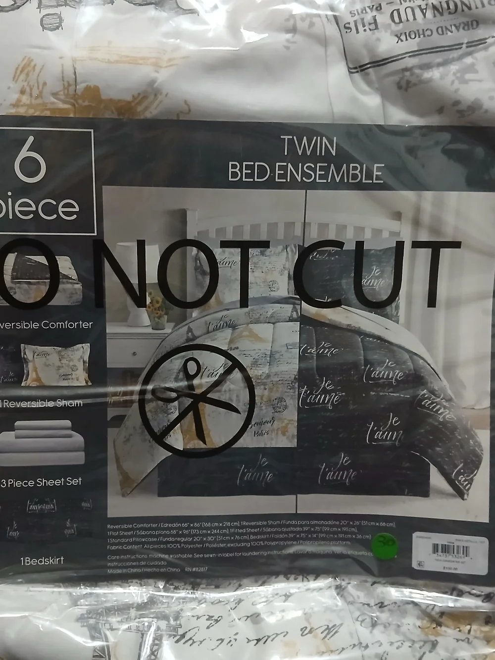 Reversible Comforter Set in Black, White & Gold -